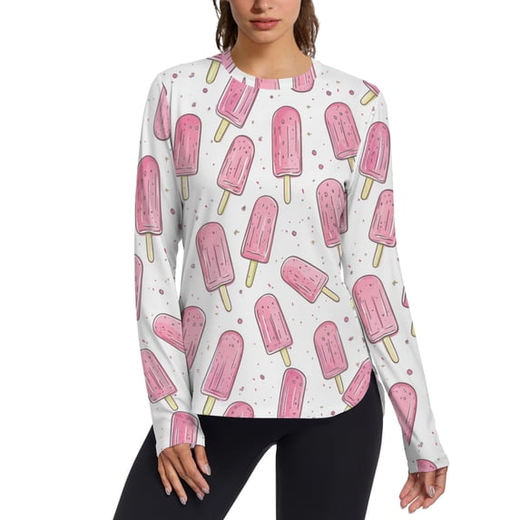 FORMRS Womens Long Sleeve Shirts UPF 50+ Sun Protection Quick Dry Fishing Hiking Tops, Size S-2XL, Pink Popsicle Pattern