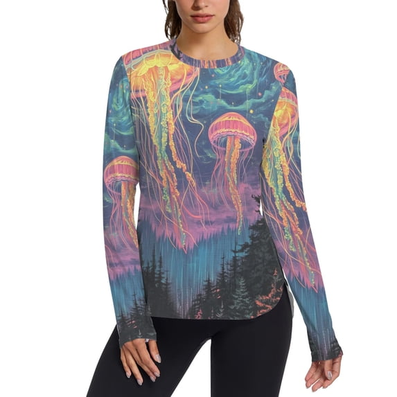 FORMRS Womens Long Sleeve Shirts UPF 50+ Sun Protection Quick Dry Fishing Hiking Tops, Size S-2XL, Psychedelic Jellyfish
