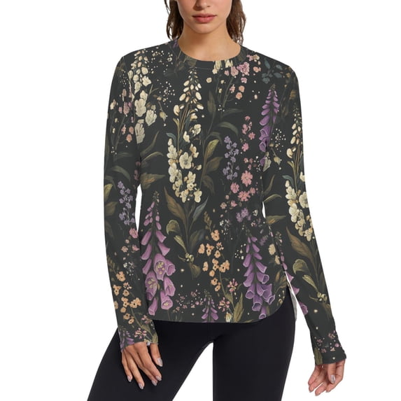 FORMRS Womens Long Sleeve Shirts UPF 50+ Sun Protection Quick Dry Fishing Hiking Tops, Size S-2XL, Purple Floral Pattern