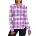 thumbnail image 1 of FORMRS Womens Long Sleeve Shirts UPF 50+ Sun Protection Quick Dry Fishing Hiking Tops, Size S-2XL, Purple and White Pattern, 1 of 8