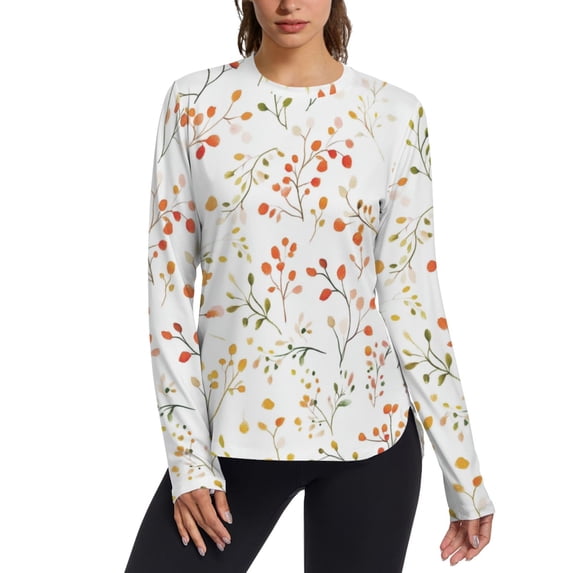 FORMRS Womens Long Sleeve Shirts UPF 50+ Sun Protection Quick Dry Fishing Hiking Tops, Size S-2XL, Small Floral Pattern