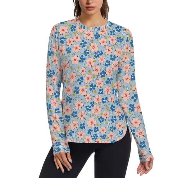 FORMRS Womens Long Sleeve Shirts UPF 50+ Sun Protection Quick Dry Fishing Hiking Tops, Size S-2XL, Small Pink Flower