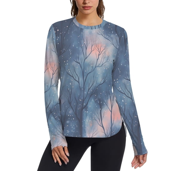 FORMRS Womens Long Sleeve Shirts UPF 50+ Sun Protection Quick Dry Fishing Hiking Tops, Size S-2XL, Trees in The Night
