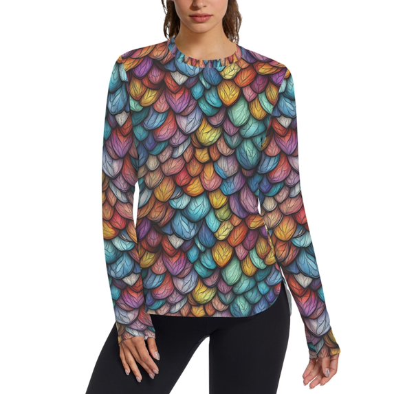 FORMRS Womens Long Sleeve Shirts UPF 50+ Sun Protection Quick Dry Fishing Hiking Tops, Size S-2XL, Vibrant Dragon Scales Pattern
