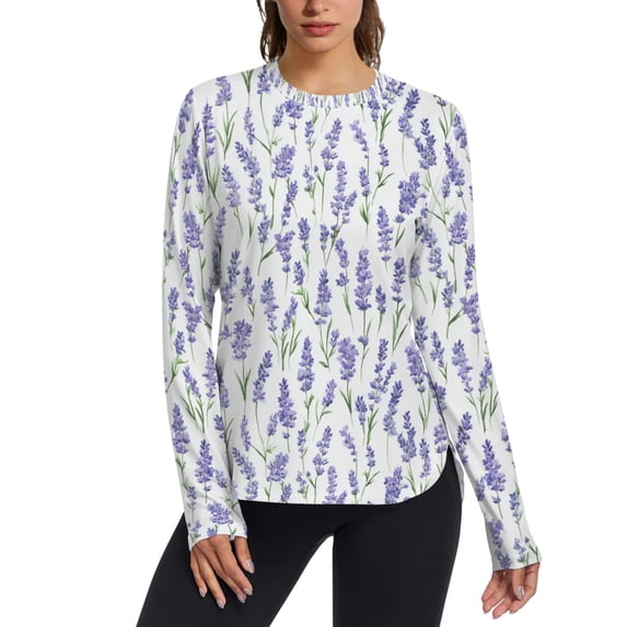 FORMRS Womens Long Sleeve Shirts UPF 50+ Sun Protection Quick Dry Fishing Hiking Tops, Size S-2XL, Watercolor Lavender Pattern
