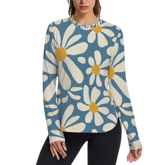 FORMRS Womens Long Sleeve Shirts UPF 50+ Sun Protection Quick Dry Fishing Hiking Tops, Size S-2XL, Whimsy Daisy Pattern