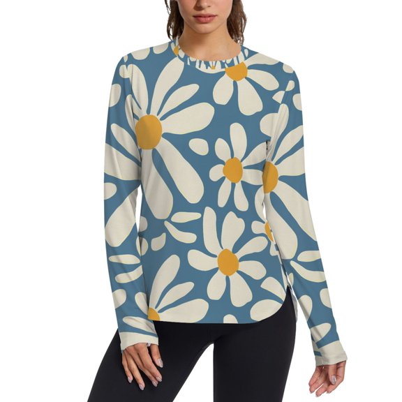 FORMRS Womens Long Sleeve Shirts UPF 50+ Sun Protection Quick Dry Fishing Hiking Tops, Size S-2XL, Whimsy Daisy Pattern