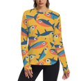 thumbnail image 1 of FORMRS Womens Long Sleeve Shirts UPF 50+ Sun Protection Quick Dry Fishing Hiking Tops, Size S-2XL, Yellow Sardines Pattern, 1 of 8