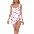 thumbnail image 1 of FORMRS Womens One Piece Swimsuit Tummy Control Bathing Suits Side Tie Swim Dress, Sizes S-3XL, Purple Polka Dots, 1 of 8