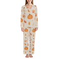 thumbnail image 1 of FORMRS Womens Pajama Set Long Sleeve Top and Pants with Pockets Soft Comfy Lounge Sleepwear, Sizes S-2XL, Beige Fall Acorns Pattern, 1 of 7