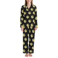 thumbnail image 1 of FORMRS Womens Pajama Set Long Sleeve Top and Pants with Pockets Soft Comfy Lounge Sleepwear, Sizes S-2XL, Black Volleyball Pattern, 1 of 7