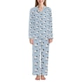 thumbnail image 1 of FORMRS Womens Pajama Set Long Sleeve Top and Pants with Pockets Soft Comfy Lounge Sleepwear, Sizes S-2XL, Blue Sheep Pattern, 1 of 7