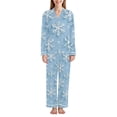 thumbnail image 1 of FORMRS Womens Pajama Set Long Sleeve Top and Pants with Pockets Soft Comfy Lounge Sleepwear, Sizes S-2XL, Blue Snowflake, 1 of 7