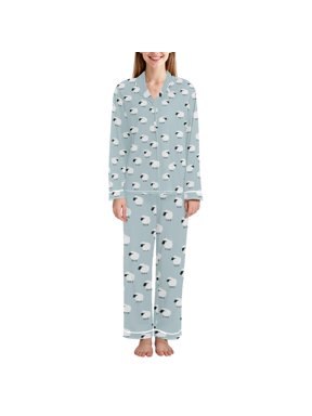 Womens Pajama Set Long Sleeve Top and Pants with Pockets Soft Comfy Lounge Sleepwear, Sizes S-2XL, Cartoon Sheep Pattern