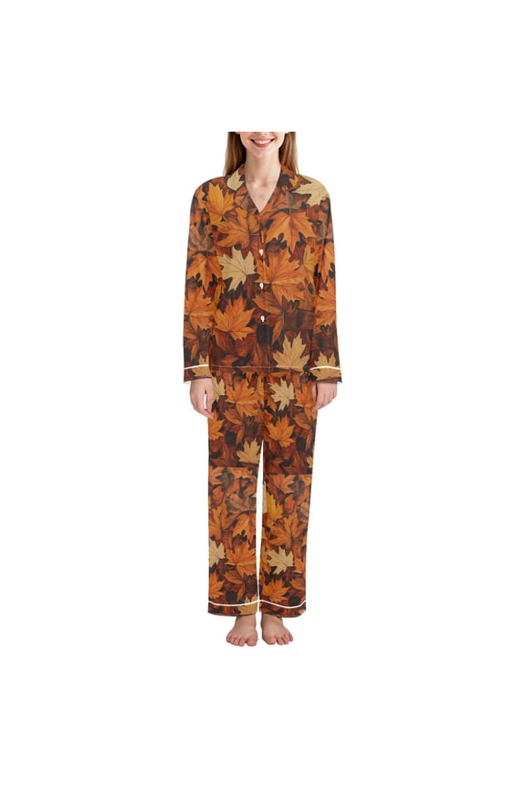 Womens Pajama Set Long Sleeve Top and Pants with Pockets Soft Comfy Lounge Sleepwear, Sizes S-2XL, Fall Pattern