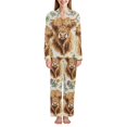 thumbnail image 1 of FORMRS Womens Pajama Set Long Sleeve Top and Pants with Pockets Soft Comfy Lounge Sleepwear, Sizes S-2XL, Floral Cow, 1 of 7