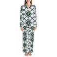 thumbnail image 1 of FORMRS Womens Pajama Set Long Sleeve Top and Pants with Pockets Soft Comfy Lounge Sleepwear, Sizes S-2XL, Gold Geometric Pattern, 1 of 7