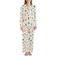 thumbnail image 1 of FORMRS Womens Pajama Set Long Sleeve Top and Pants with Pockets Soft Comfy Lounge Sleepwear, Sizes S-2XL, Green Cute Vegetables, 1 of 7