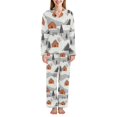 thumbnail image 1 of FORMRS Womens Pajama Set Long Sleeve Top and Pants with Pockets Soft Comfy Lounge Sleepwear, Sizes S-2XL, Orange Cartoon Houses, 1 of 7