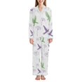 thumbnail image 1 of FORMRS Womens Pajama Set Long Sleeve Top and Pants with Pockets Soft Comfy Lounge Sleepwear, Sizes S-2XL, Purple Birds, 1 of 7