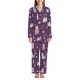 thumbnail image 1 of FORMRS Womens Pajama Set Long Sleeve Top and Pants with Pockets Soft Comfy Lounge Sleepwear, Sizes S-2XL, Purple Space Cat Pattern, 1 of 7