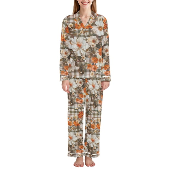 FORMRS Womens Pajama Set Long Sleeve Top and Pants with Pockets Soft Comfy Lounge Sleepwear, Sizes S-2XL, Rustic Floral