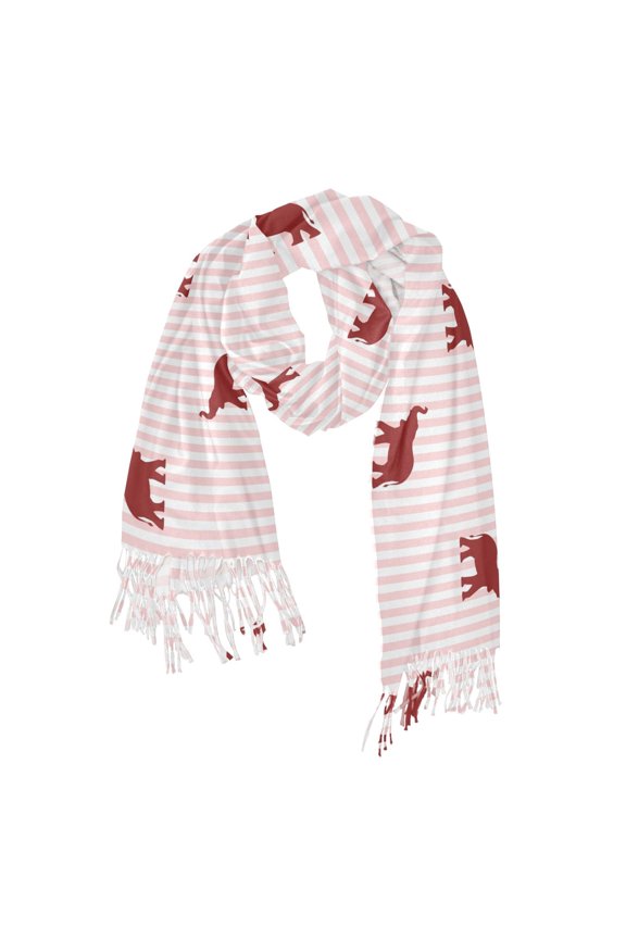 Womens Scarf Winter Soft Long Big Warm Shawls Wrap Tassel Scarves, Abstract Elephant Pattern