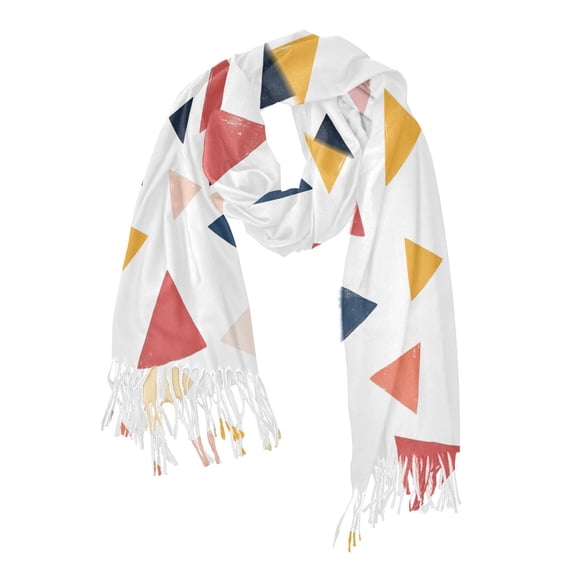 FORMRS Womens Scarf Winter Soft Long Big Warm Shawls Wrap Tassel Scarves, Abstract Triangles