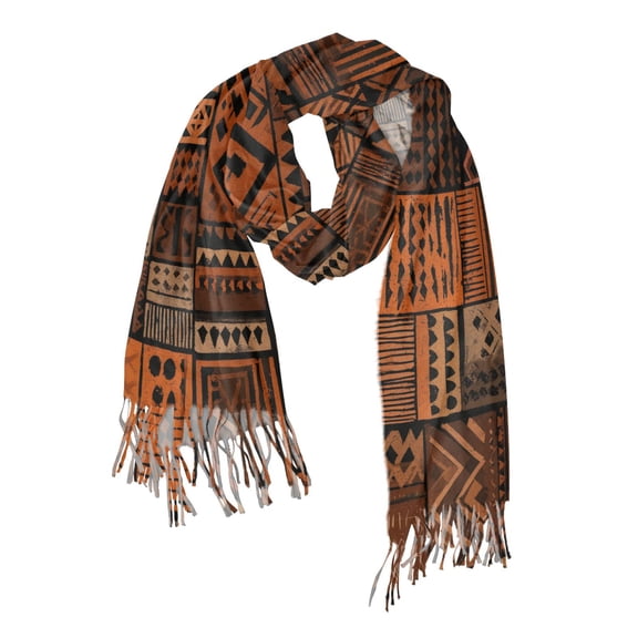 FORMRS Womens Scarf Winter Soft Long Big Warm Shawls Wrap Tassel Scarves, Abstract Tribal Pattern