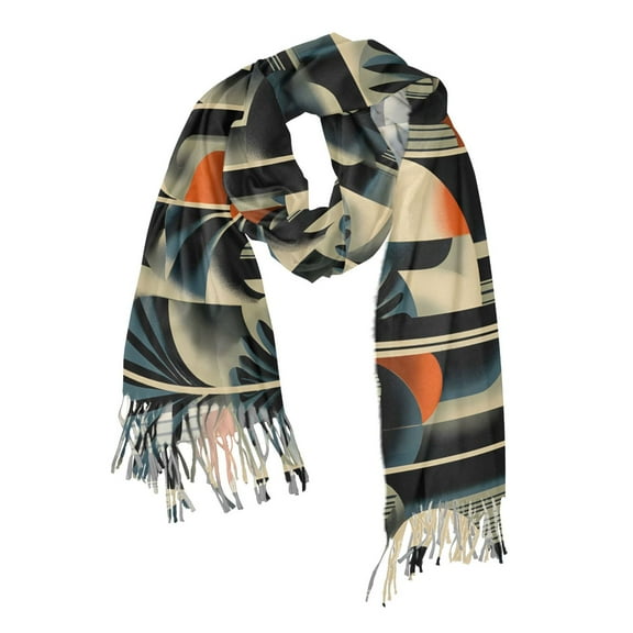 FORMRS Womens Scarf Winter Soft Long Big Warm Shawls Wrap Tassel Scarves, Art Leaves Pattern