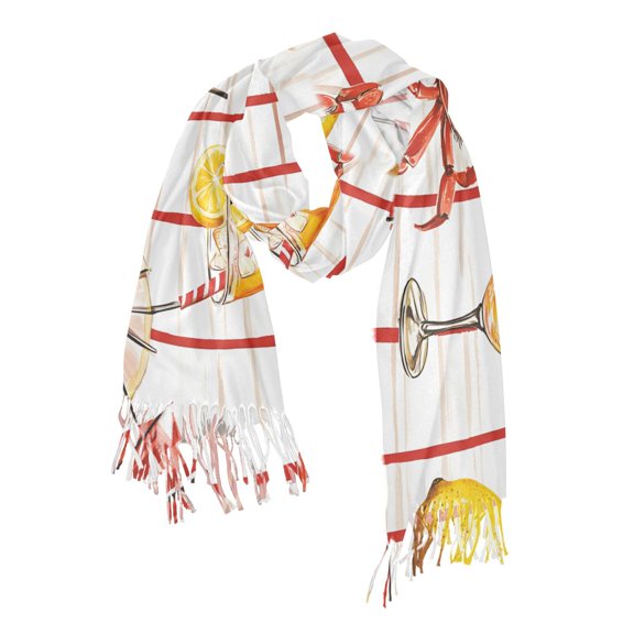 FORMRS Womens Scarf Winter Soft Long Big Warm Shawls Wrap Tassel Scarves, Beach Crab