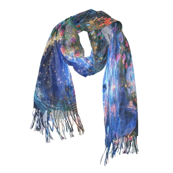 FORMRS Womens Scarf Winter Soft Long Big Warm Shawls Wrap Tassel Scarves, Beautiful Floral Moon