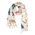 thumbnail image 1 of FORMRS Womens Scarf Winter Soft Long Big Warm Shawls Wrap Tassel Scarves, Beige Christmas Candy Canes, 1 of 9