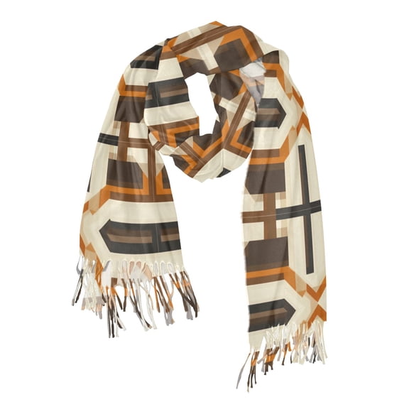 FORMRS Womens Scarf Winter Soft Long Big Warm Shawls Wrap Tassel Scarves, Beige Geometric