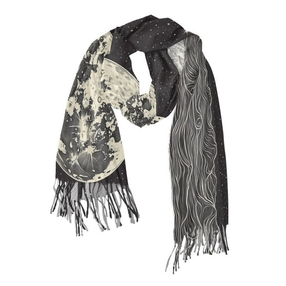 FORMRS Womens Scarf Winter Soft Long Big Warm Shawls Wrap Tassel Scarves, Beige Moon