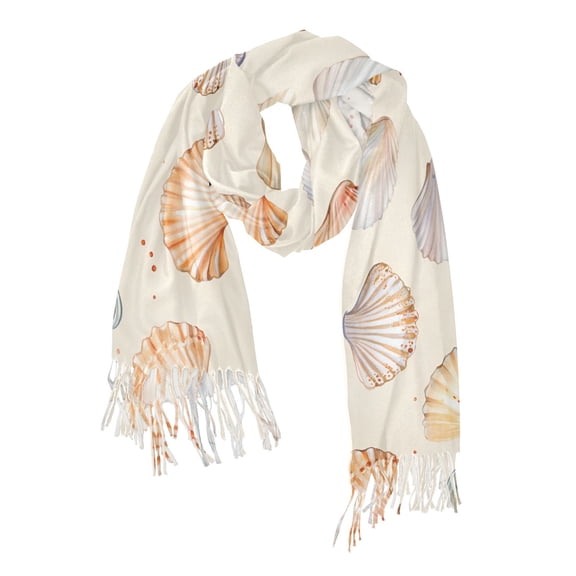 FORMRS Womens Scarf Winter Soft Long Big Warm Shawls Wrap Tassel Scarves, Beige Seashell