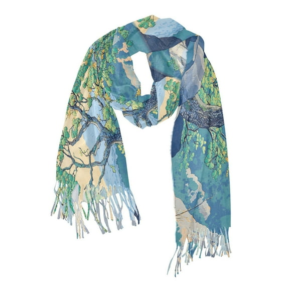 FORMRS Womens Scarf Winter Soft Long Big Warm Shawls Wrap Tassel Scarves, Beige Tree