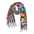thumbnail image 1 of FORMRS Womens Scarf Winter Soft Long Big Warm Shawls Wrap Tassel Scarves, Beige Wavy Plaid, 1 of 9