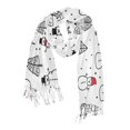thumbnail image 1 of FORMRS Womens Scarf Winter Soft Long Big Warm Shawls Wrap Tassel Scarves, Black Cartoon Snowmen, 1 of 9