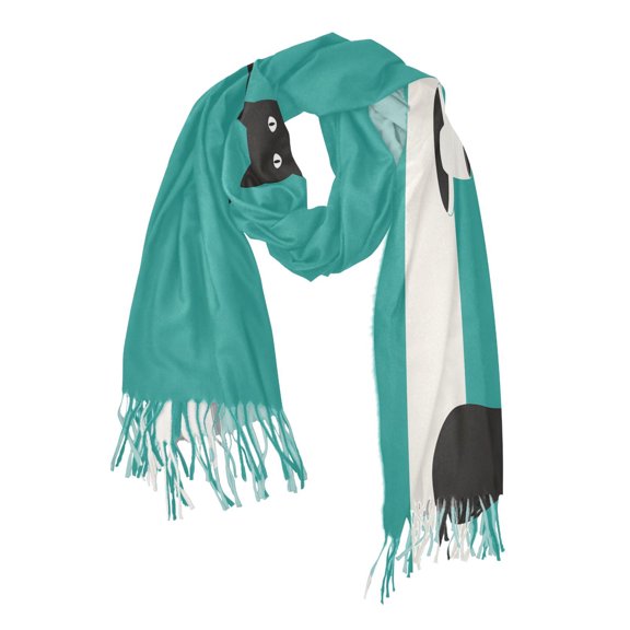 FORMRS Womens Scarf Winter Soft Long Big Warm Shawls Wrap Tassel Scarves, Black Cat and Coffee