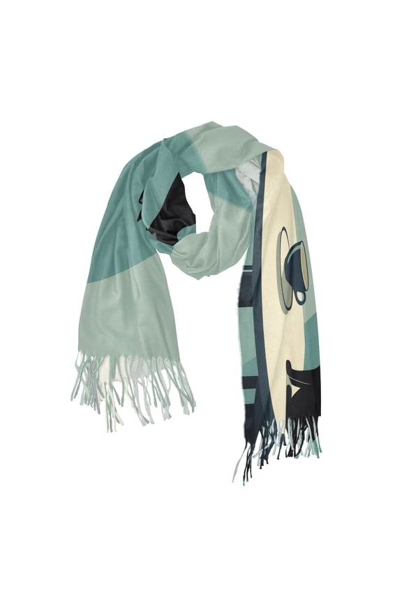 Womens Scarf Winter Soft Long Big Warm Shawls Wrap Tassel Scarves, Black Cat