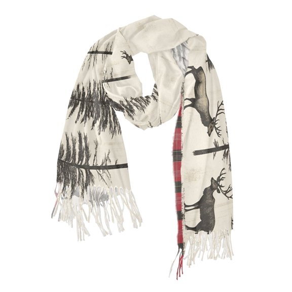 FORMRS Womens Scarf Winter Soft Long Big Warm Shawls Wrap Tassel Scarves, Black Deer