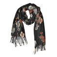 thumbnail image 1 of FORMRS Womens Scarf Winter Soft Long Big Warm Shawls Wrap Tassel Scarves, Black Flowers, 1 of 9