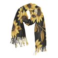 thumbnail image 1 of FORMRS Womens Scarf Winter Soft Long Big Warm Shawls Wrap Tassel Scarves, Black Sunflower Pattern, 1 of 9
