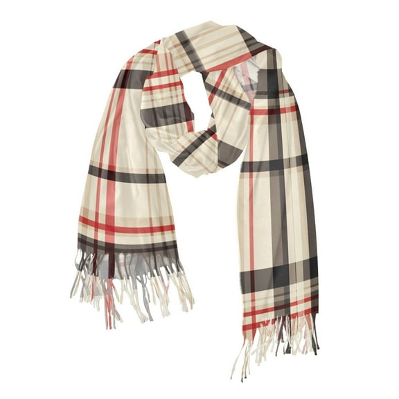 FORMRS Womens Scarf Winter Soft Long Big Warm Shawls Wrap Tassel Scarves, Black Tartan