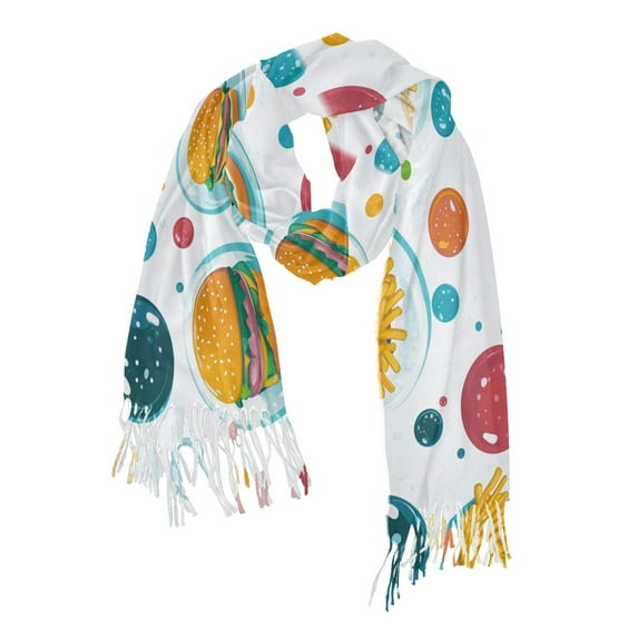 FORMRS Womens Scarf Winter Soft Long Big Warm Shawls Wrap Tassel Scarves, Bubbles Hamburger