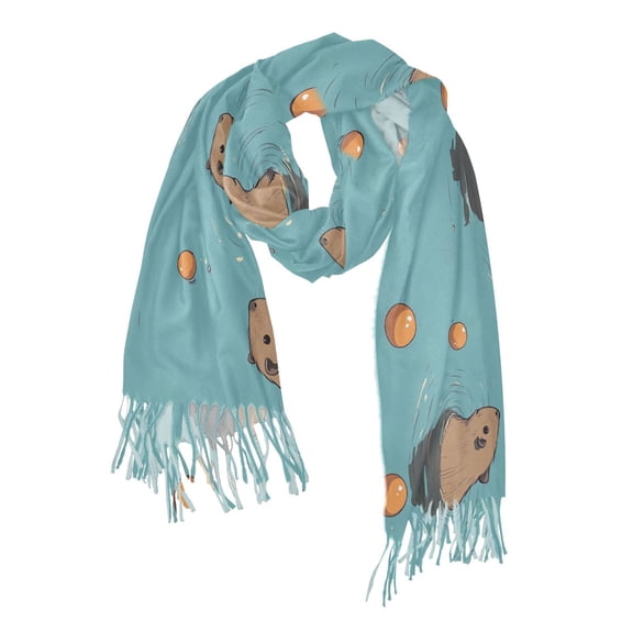 FORMRS Womens Scarf Winter Soft Long Big Warm Shawls Wrap Tassel Scarves, Cartoon Capybaras