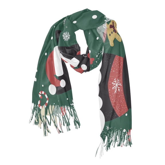 FORMRS Womens Scarf Winter Soft Long Big Warm Shawls Wrap Tassel Scarves, Christmas Cat