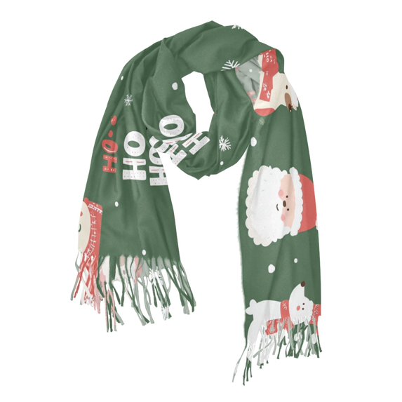 FORMRS Womens Scarf Winter Soft Long Big Warm Shawls Wrap Tassel Scarves, Christmas Santa