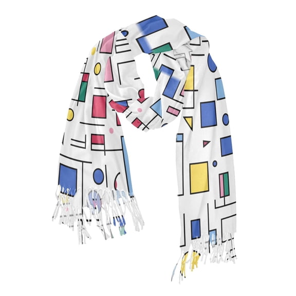 FORMRS Womens Scarf Winter Soft Long Big Warm Shawls Wrap Tassel Scarves, Colorful Cartoon Graphic